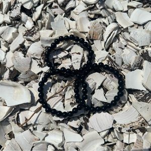Handmade Black Obsidian Stone Bracelet